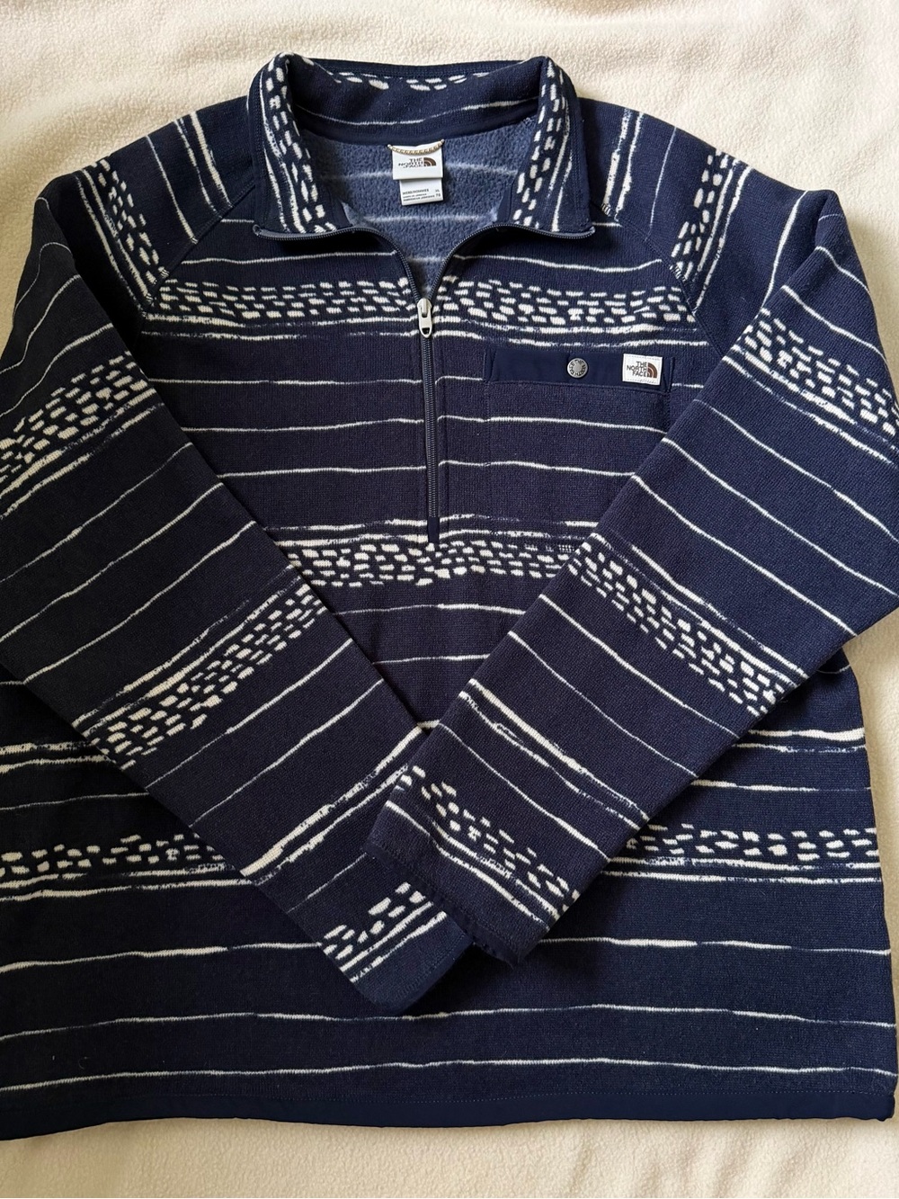 The North Face 1/4 Zip Fleece Pullover Men's XL Blue Geometric